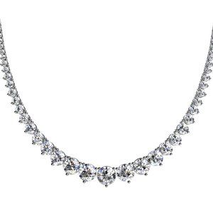 15.00 Ct Swarovski Diamond Gold over 925 Sterling Silver Single Line Necklace